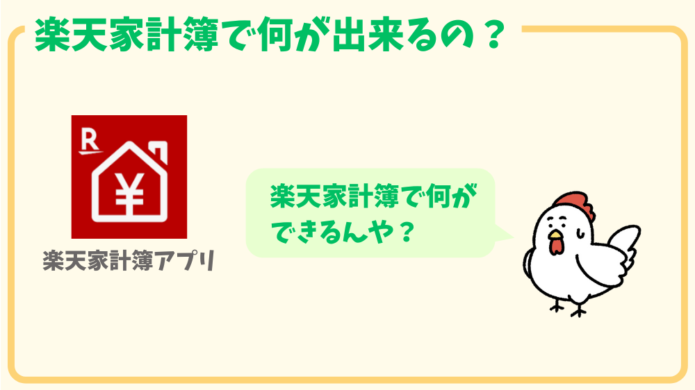 alt"楽天家計簿で何が出来るの?の図"