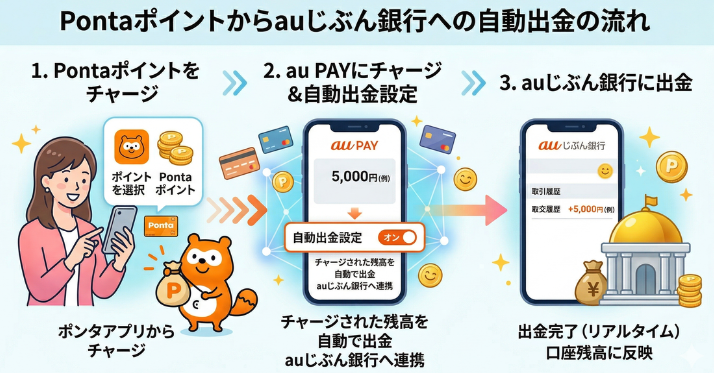 alt"auPAYチャージ⇒auじぶん銀行へ現金化のスキーム"