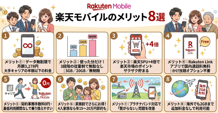 alt"楽天モバイルのメリット8つ"