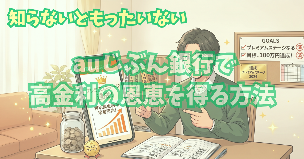 alt"アイキャッチ画像 au自分銀行で金利の恩恵を得る方法"