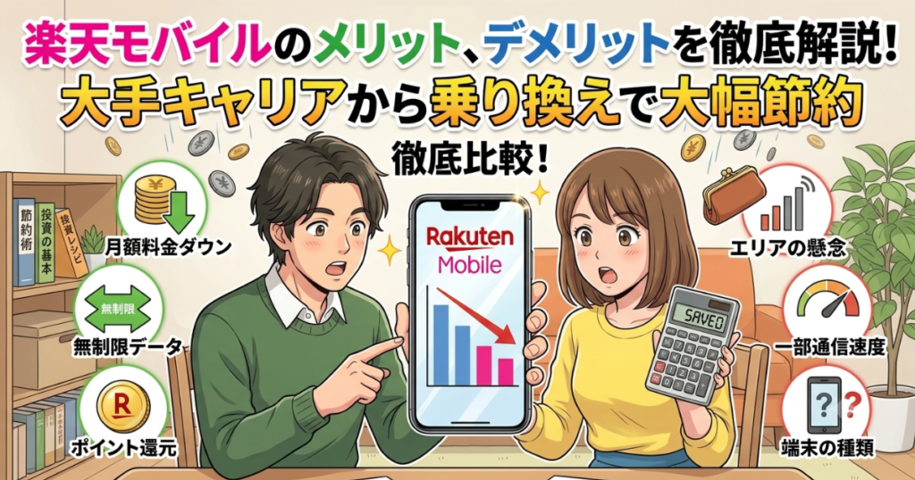 alt"アイキャッチ画像 (楽天モバイルのメリット、デメリット徹底解説)"